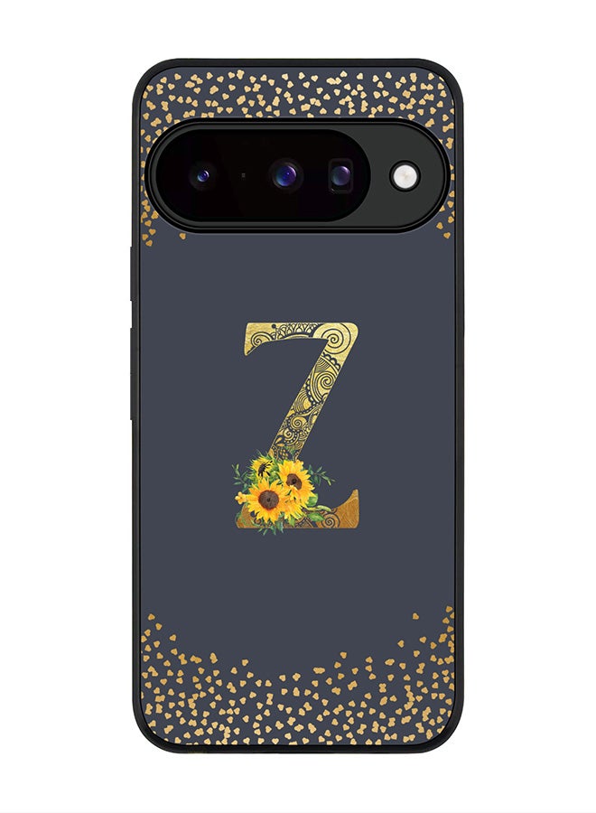 For Google Pixel 10 Case,Slim fit Camera Protection, Shockproof Thin Phone cover  - Custom Floral Monogram - Z  (Grey )